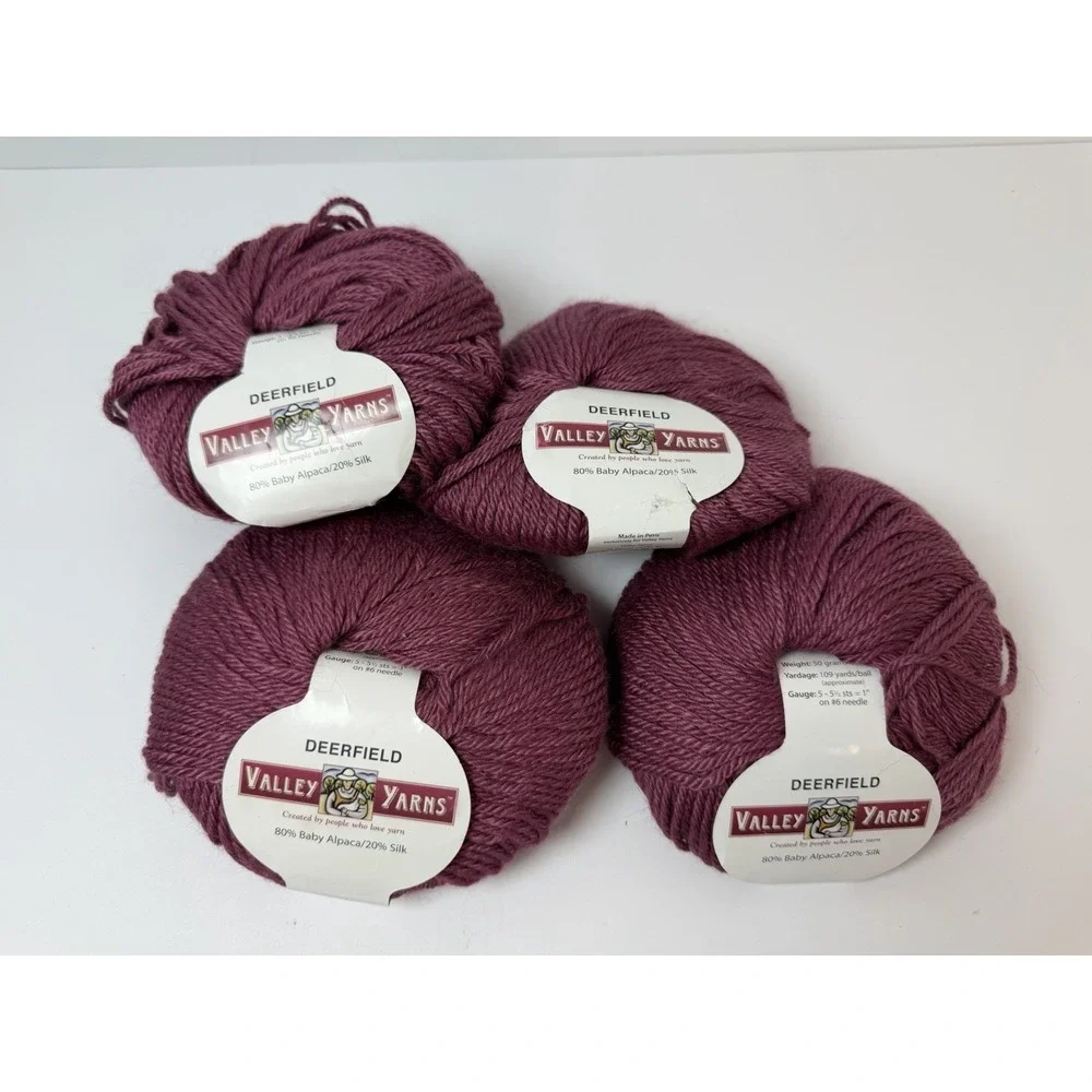Valley Yarns Baby Alpaca Silk 50g/109yd Deerfield Mauve Lot Of 4